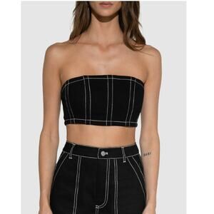 BY. DYLN NWOT Black Strapless Cooper Sleeveless Crop Tube Top Size Medium